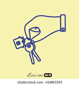 Line icon-  hand with keys