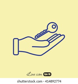 Line icon-  hand with keys