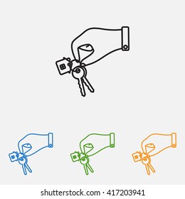 Line icon-  hand with keys