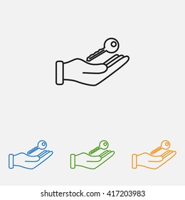 Line icon-  hand with keys