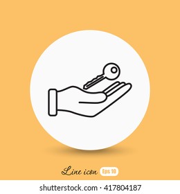 Line icon-  hand with keys