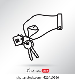 Line icon-  hand with keys