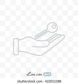 Line icon-  hand with keys