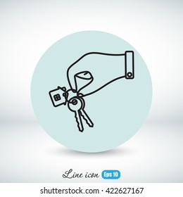 Line icon-  hand with keys