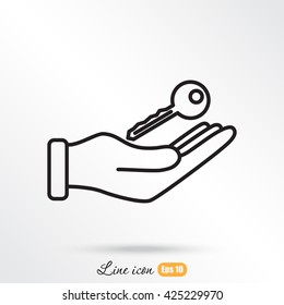 Line icon-  hand with keys