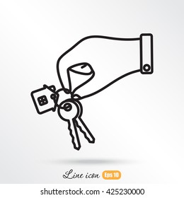 Line icon-  hand with keys