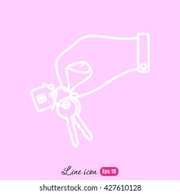 Line icon-  hand with keys