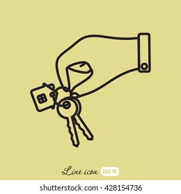 Line icon-  hand with keys
