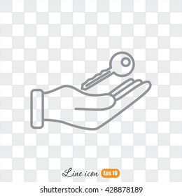 Line icon-  hand with keys