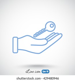 Line icon-  hand with keys