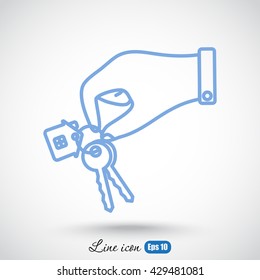 Line icon-  hand with keys