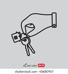 Line icon-  hand with keys