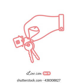 Line icon-  hand with keys