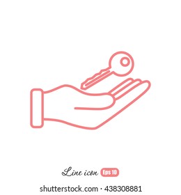 Line icon-  hand with keys