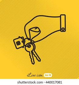 Line icon-  hand with keys