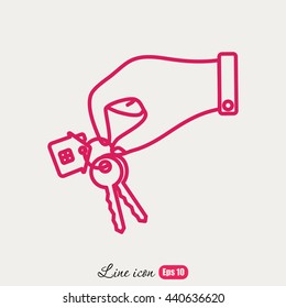 Line icon-  hand with keys