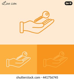 Line icon-  hand with keys