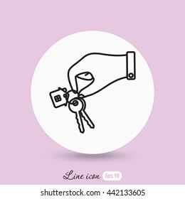 Line icon-  hand with keys