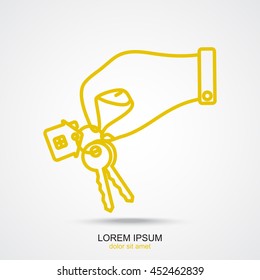 Line icon-  hand with keys