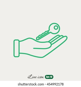 Line icon-  hand with keys