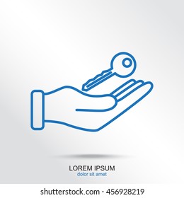 Line icon-  hand with keys