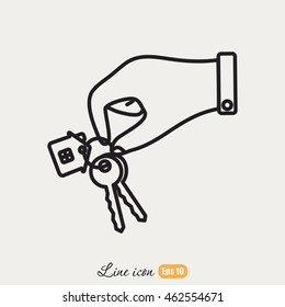 Line icon-  hand with keys