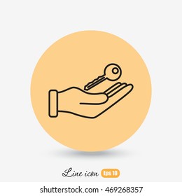 Line icon-  hand with keys