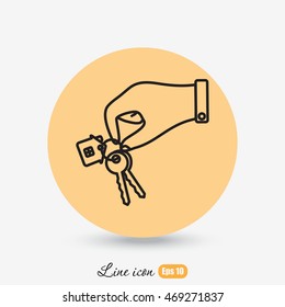Line icon-  hand with keys