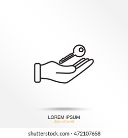 Line icon-  hand with keys
