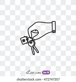 Line icon-  hand with keys