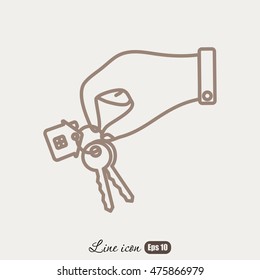 Line icon-  hand with keys