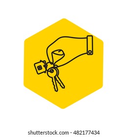 Line icon-  hand with keys