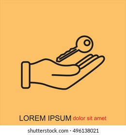 Line icon-  hand with keys