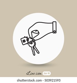 Line icon-  hand with keys