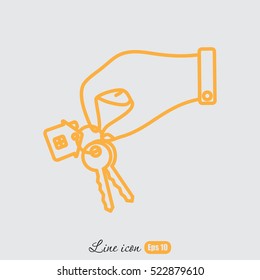 Line icon-  hand with keys