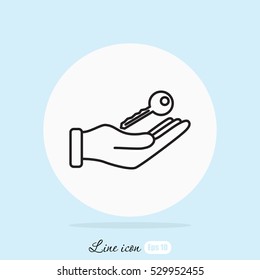 Line icon-  hand with keys