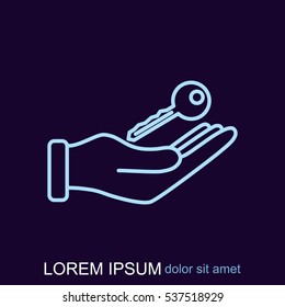 Line icon-  hand with keys