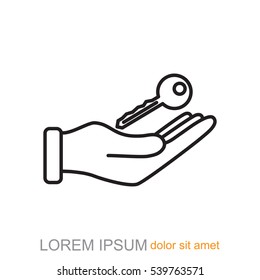 Line icon-  hand with keys
