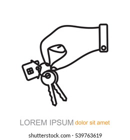 Line icon-  hand with keys