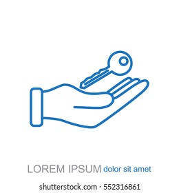 Line icon. hand with keys