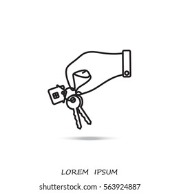 Line icon-  hand with keys