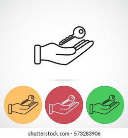Line icon-  hand with keys
