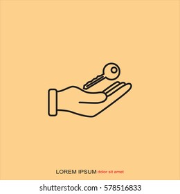 Line icon-  hand with keys