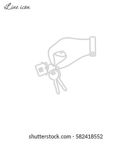 Line icon-  hand with keys