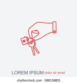 Line icon-  hand with keys