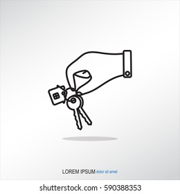 Line icon-  hand with keys