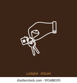 Line icon-  hand with keys
