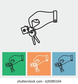 Line icon-  hand with keys