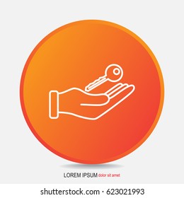 Line icon-  hand with keys