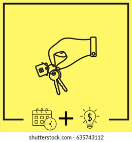 Line icon-  hand with keys